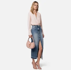 Elisabetta Franchi Camicia Body In Georgette Incrociata Con Nastro Logato^ Top, T-Shirt & Body