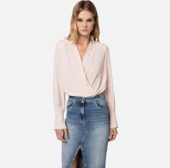 Elisabetta Franchi Camicia Body In Georgette Incrociata Con Nastro Logato^ Top, T-Shirt & Body