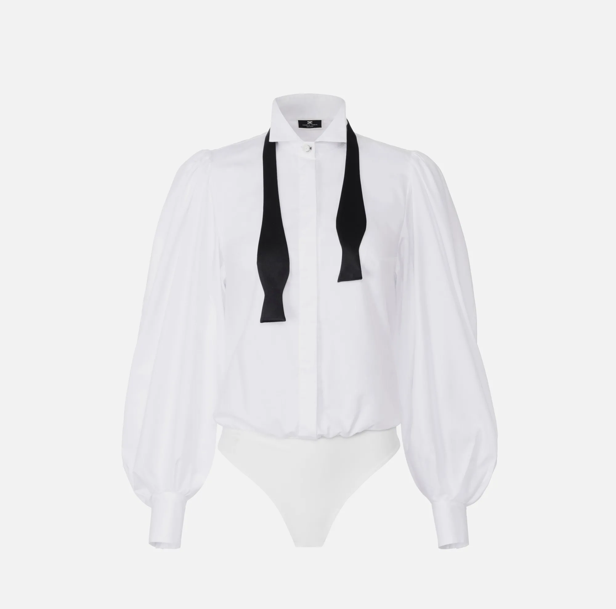 Elisabetta Franchi Camicia Body In Popeline Di Cotone Con Cravattino^ Top, T-Shirt & Body