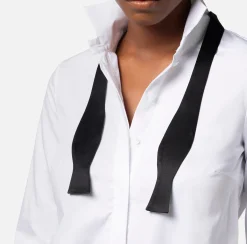Elisabetta Franchi Camicia Body In Popeline Di Cotone Con Cravattino^ Top, T-Shirt & Body