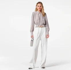 Elisabetta Franchi Camicia Cropped In Georgette Di Viscosa^ Camicie E Bluse