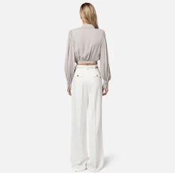 Elisabetta Franchi Camicia Cropped In Georgette Di Viscosa^ Camicie E Bluse