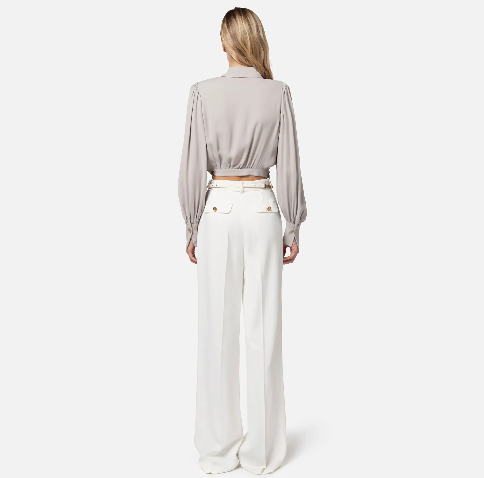 Elisabetta Franchi Camicia Cropped In Georgette Di Viscosa^ Camicie E Bluse