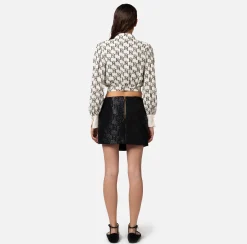 Elisabetta Franchi Camicia Cropped In Georgette Di Viscosa Stampa Logo^ Camicie E Bluse