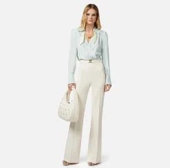 Elisabetta Franchi Camicia Cropped In Georgette Di Viscosa Con Catena Foulard^ Camicie E Bluse