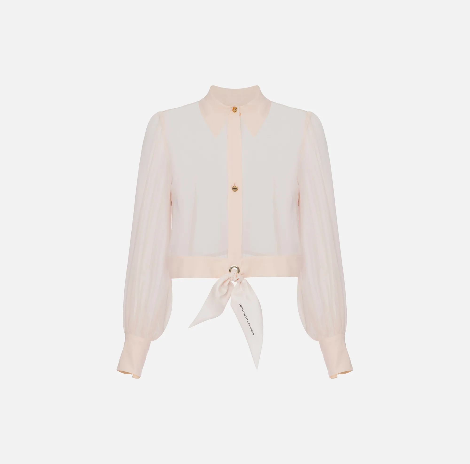 Elisabetta Franchi Camicia Cropped In Georgette Di Seta Con Nodo^ Camicie E Bluse