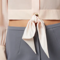 Elisabetta Franchi Camicia Cropped In Georgette Di Seta Con Nodo^ Camicie E Bluse