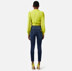 Elisabetta Franchi Camicia Cropped In Georgette Di Viscosa Con Arriccio^ Camicie E Bluse