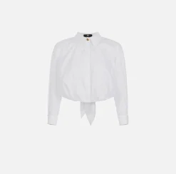 Elisabetta Franchi Camicia Cropped In Popeline Di Cotone^ Camicie E Bluse