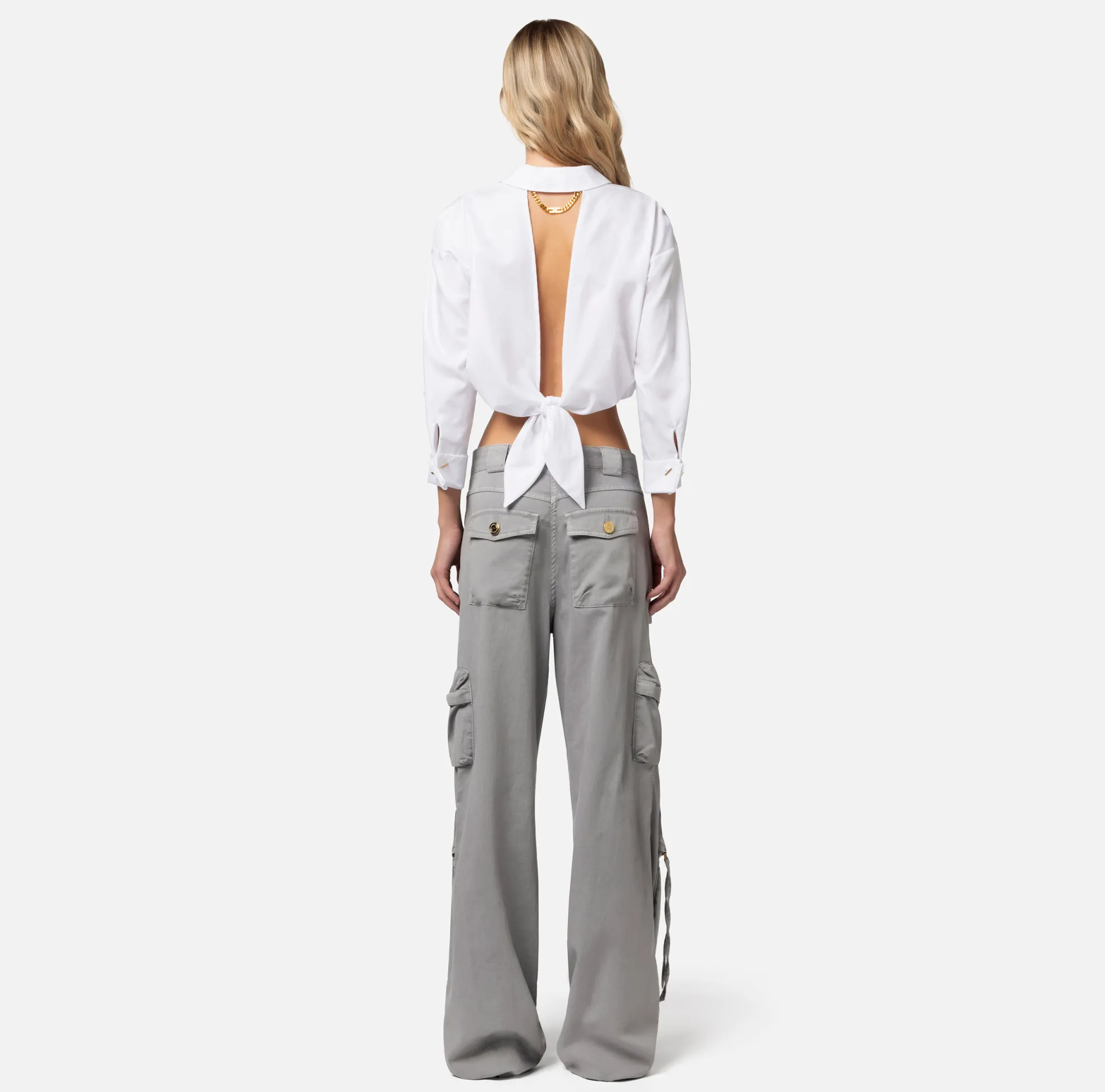 Elisabetta Franchi Camicia Cropped In Popeline Di Cotone^ Camicie E Bluse