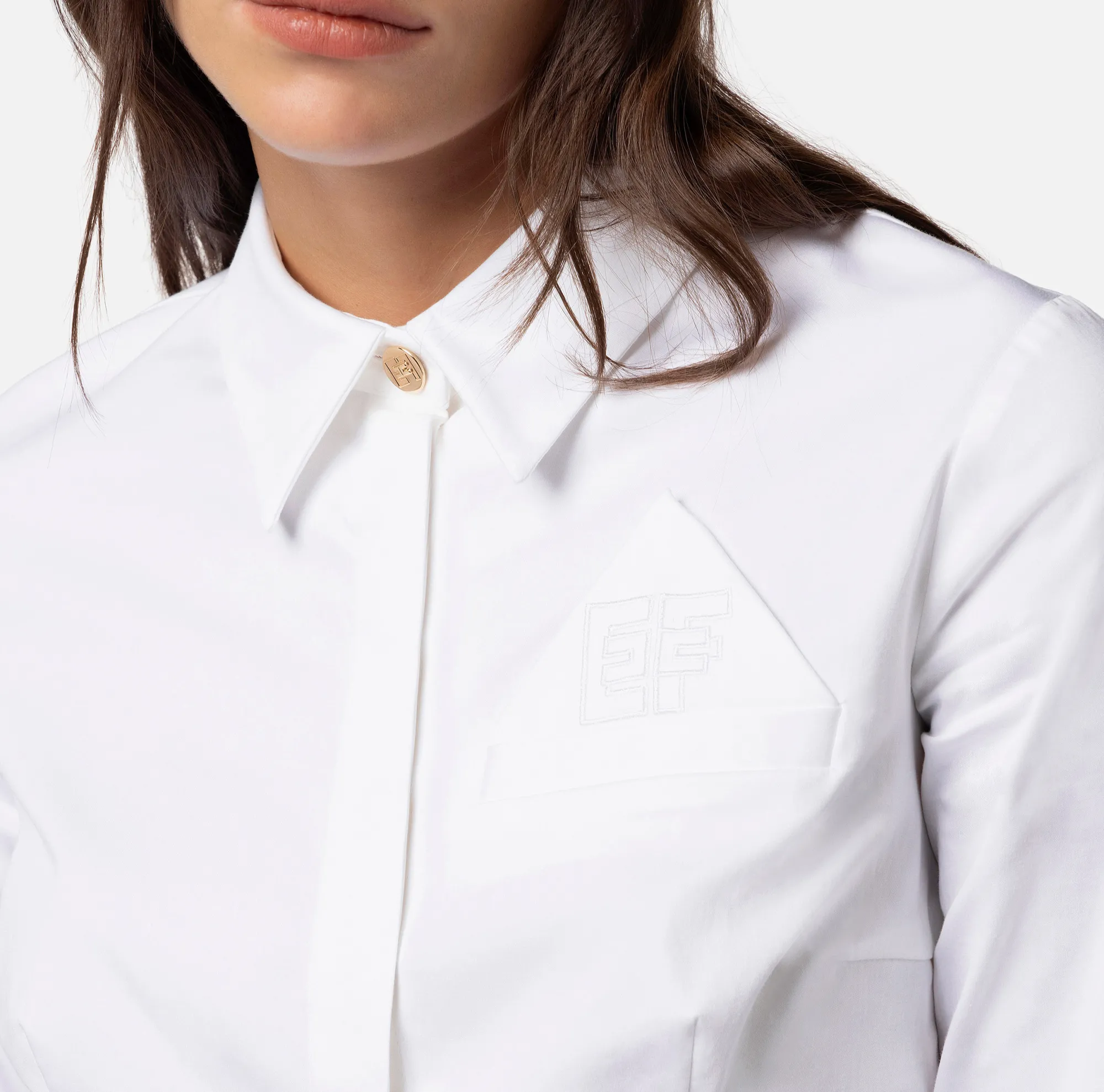 Elisabetta Franchi Camicia Cropped In Popeline Di Cotone^ Camicie E Bluse