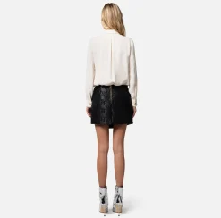 Elisabetta Franchi Camicia Dritta In Georgette Di Viscosa Con Cravatta Lettering^ Camicie E Bluse