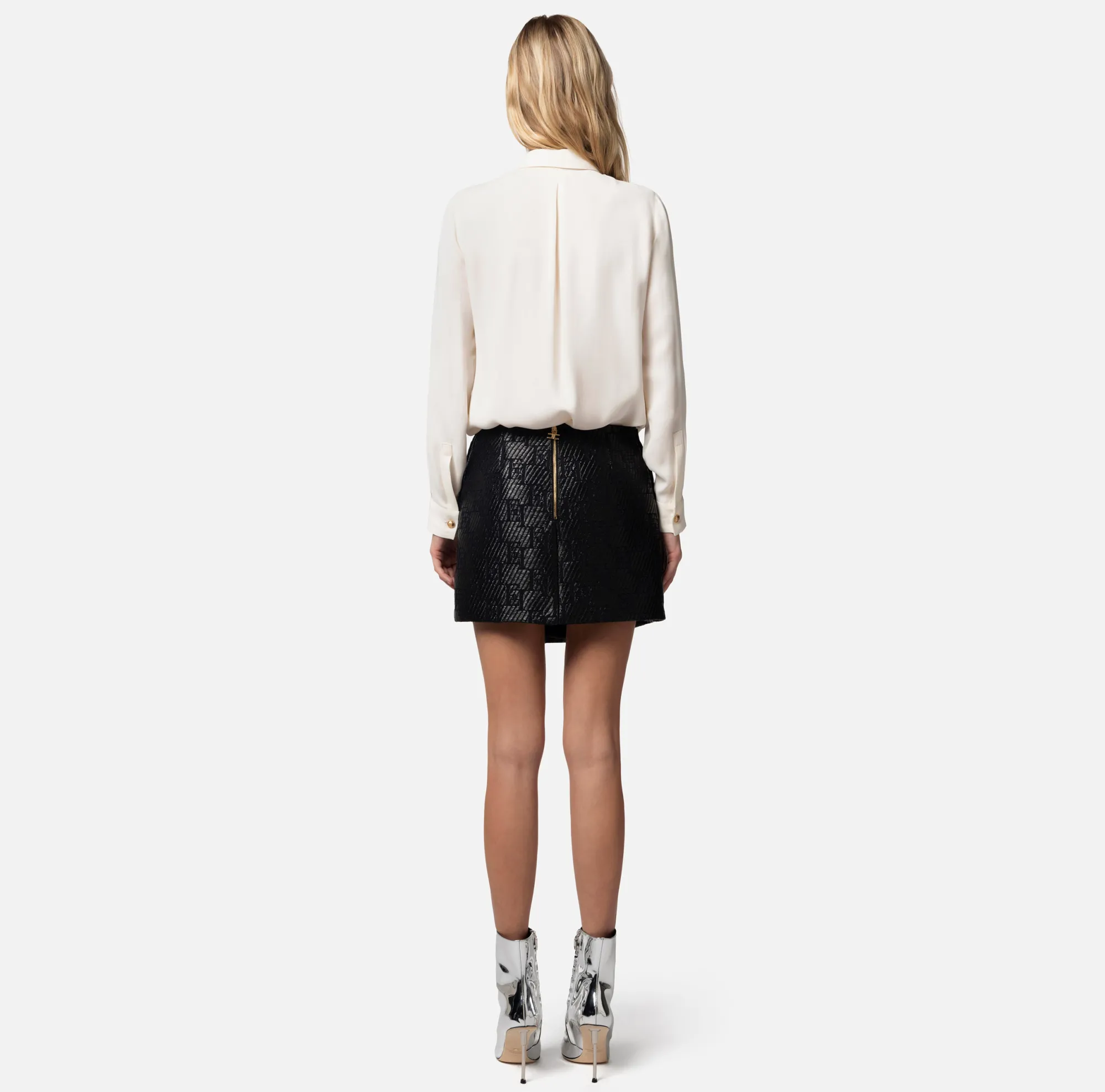 Elisabetta Franchi Camicia Dritta In Georgette Di Viscosa Con Cravatta Lettering^ Camicie E Bluse