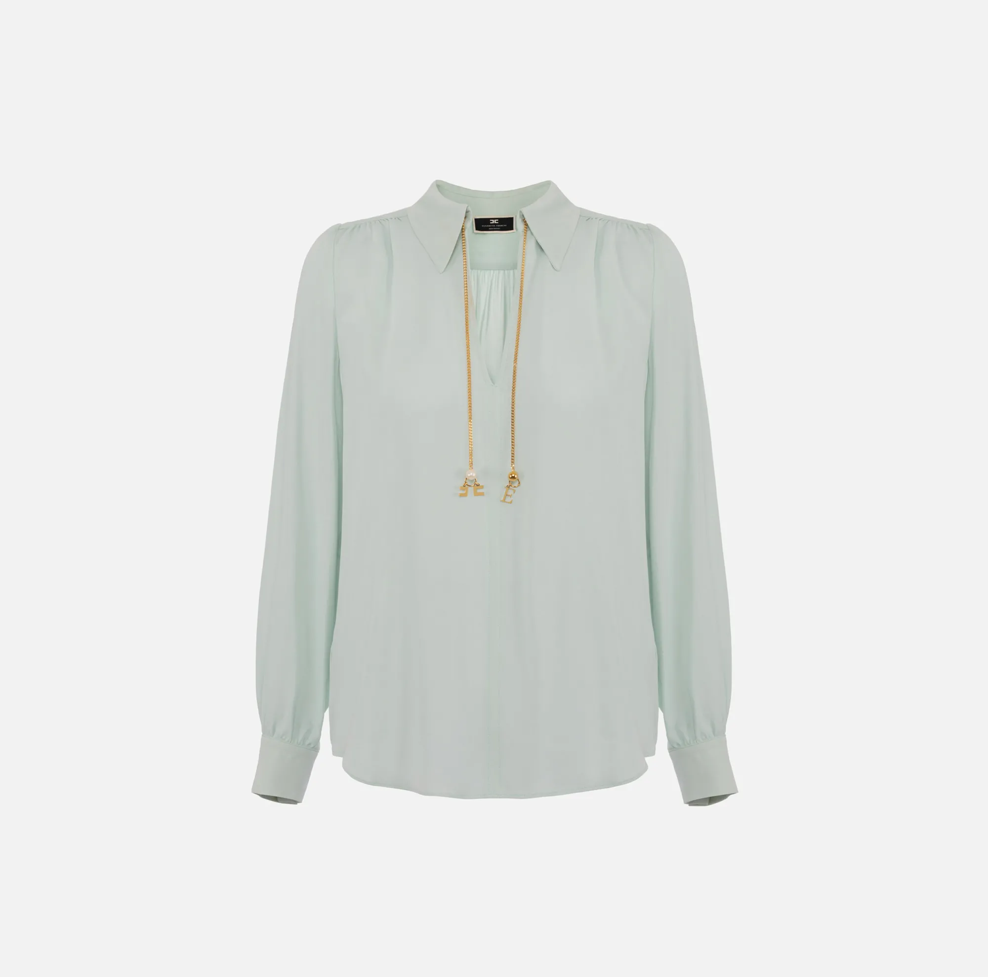 Elisabetta Franchi Camicia In Georgette Di Viscosa Con Accessorio Sul Collo^ Camicie E Bluse