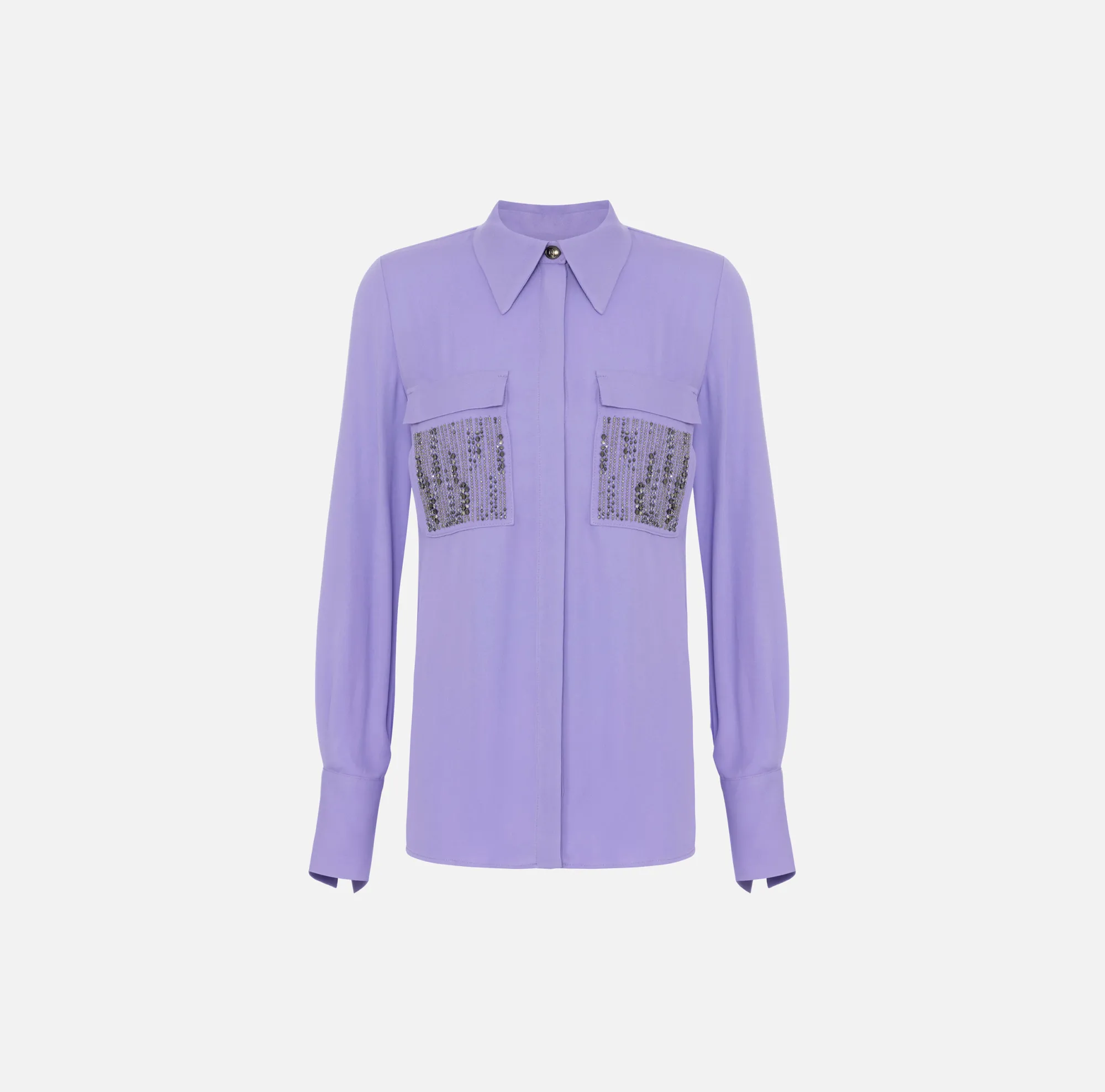 Elisabetta Franchi Camicia In Georgette Di Viscosa Con Tasche Ricamate^ Camicie E Bluse