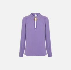 Elisabetta Franchi Camicia In Georgette Di Viscosa Con Accessorio Sul Collo^ Camicie E Bluse