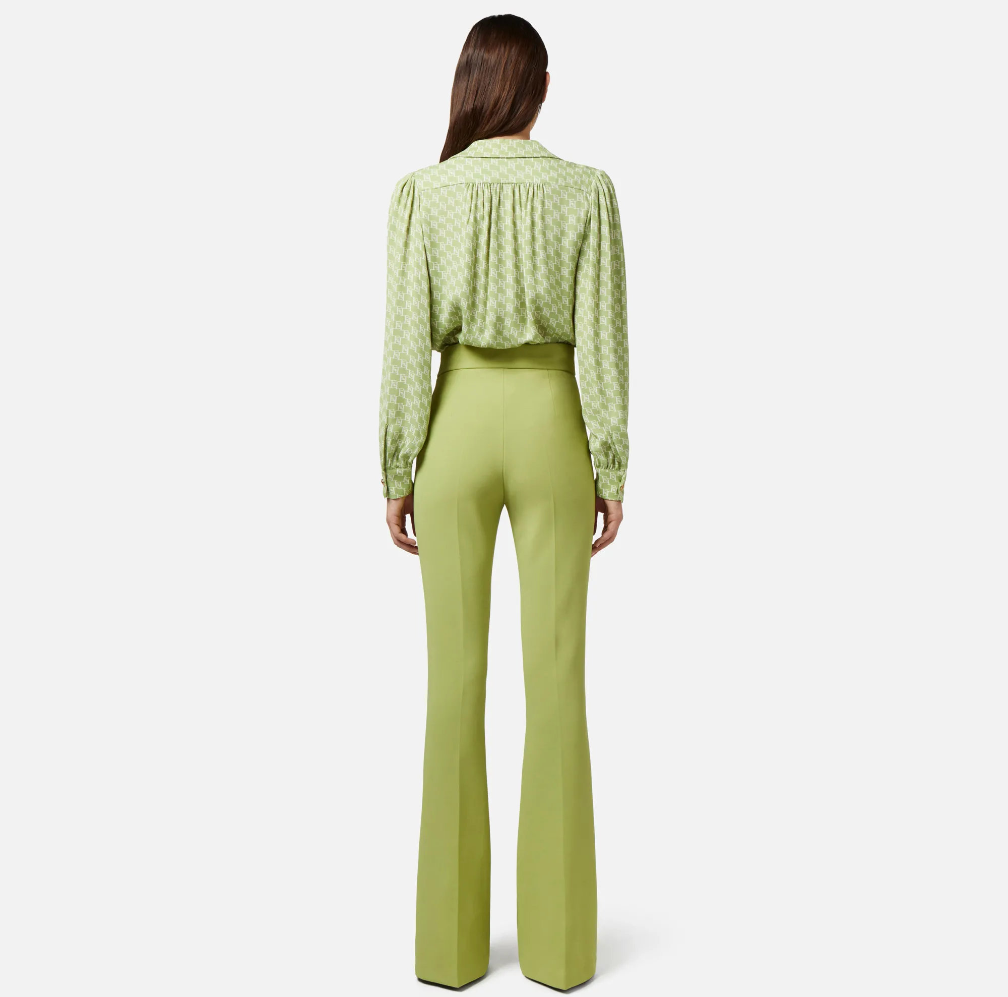 Elisabetta Franchi Camicia In Georgette Di Viscosa Stampa Logo Con Accessorio Sul Collo^ Camicie E Bluse