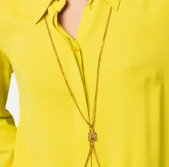 Elisabetta Franchi Camicia In Georgette Di Viscosa Con Body Chain^ Camicie E Bluse