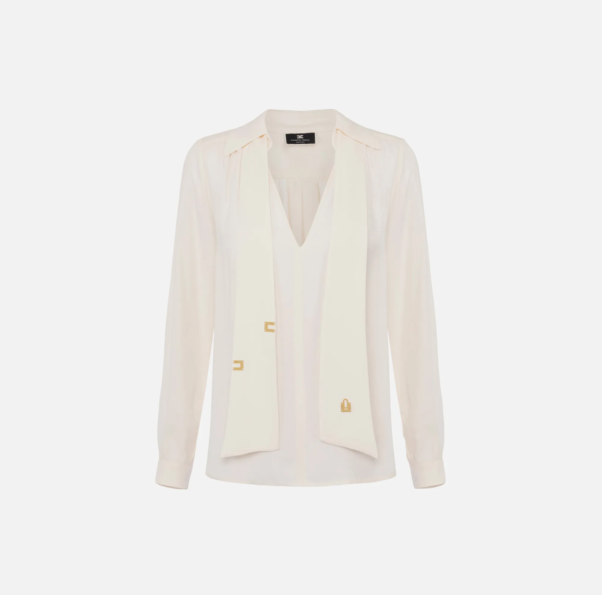 Elisabetta Franchi Camicia In Georgette Di Viscosa Con Foulard Lettering^ Camicie E Bluse