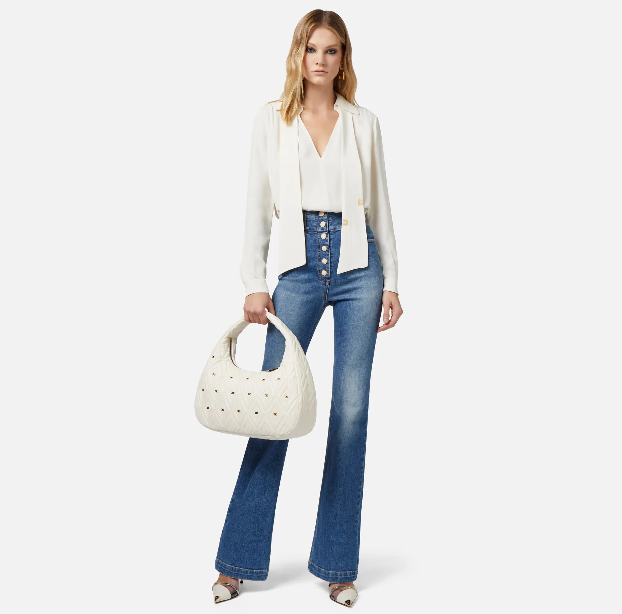 Elisabetta Franchi Camicia In Georgette Di Viscosa Con Foulard Lettering^ Camicie E Bluse