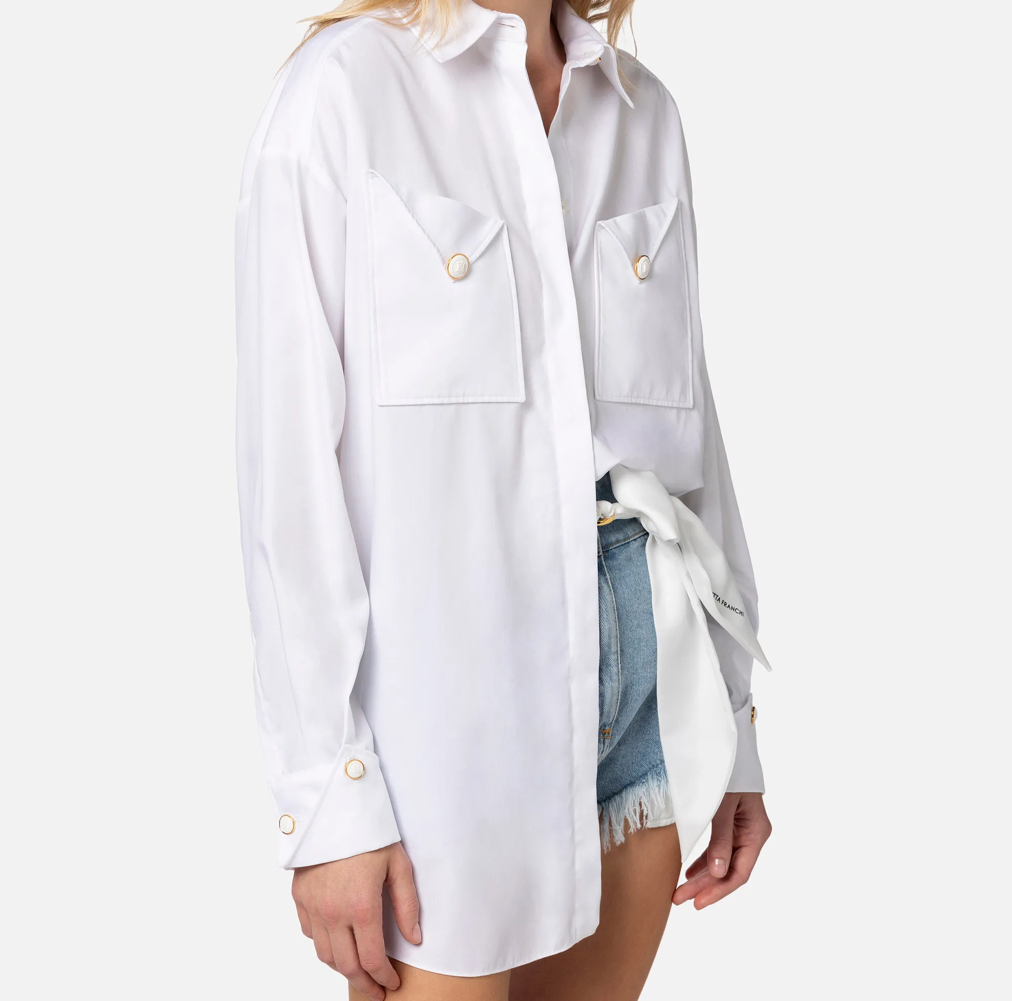 Elisabetta Franchi Camicia In Popeline Di Cotone Con Tasche^ Camicie E Bluse