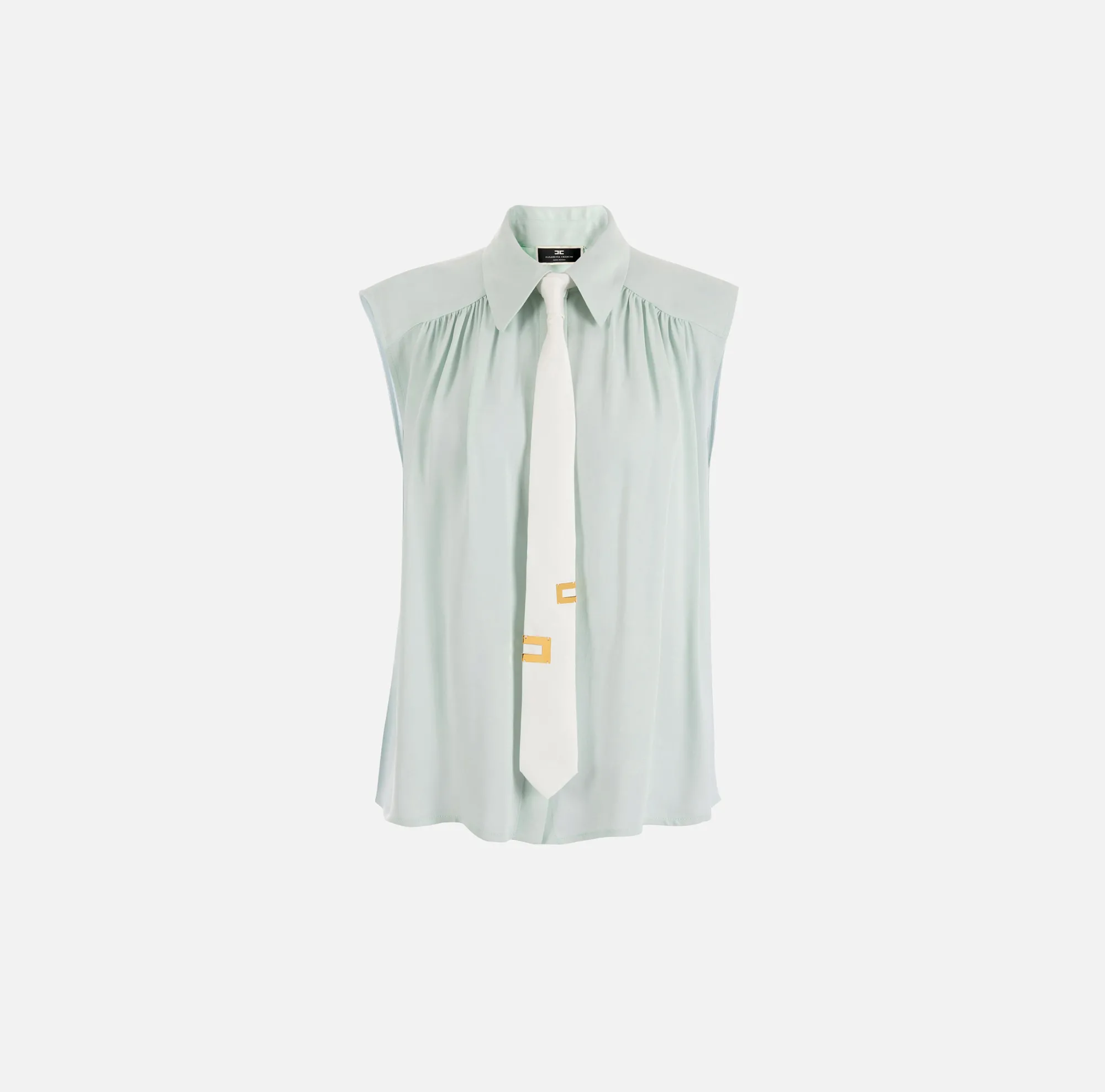 Elisabetta Franchi Camicia Svasata In Georgette Di Viscosa Con Cravatta Lettering^ Camicie E Bluse
