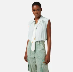 Elisabetta Franchi Camicia Svasata In Georgette Di Viscosa Con Cravatta Lettering^ Camicie E Bluse