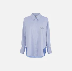 Elisabetta Franchi Camicia Svasata In Popeline Di Cotone Con Ricamo Logo^ Camicie E Bluse