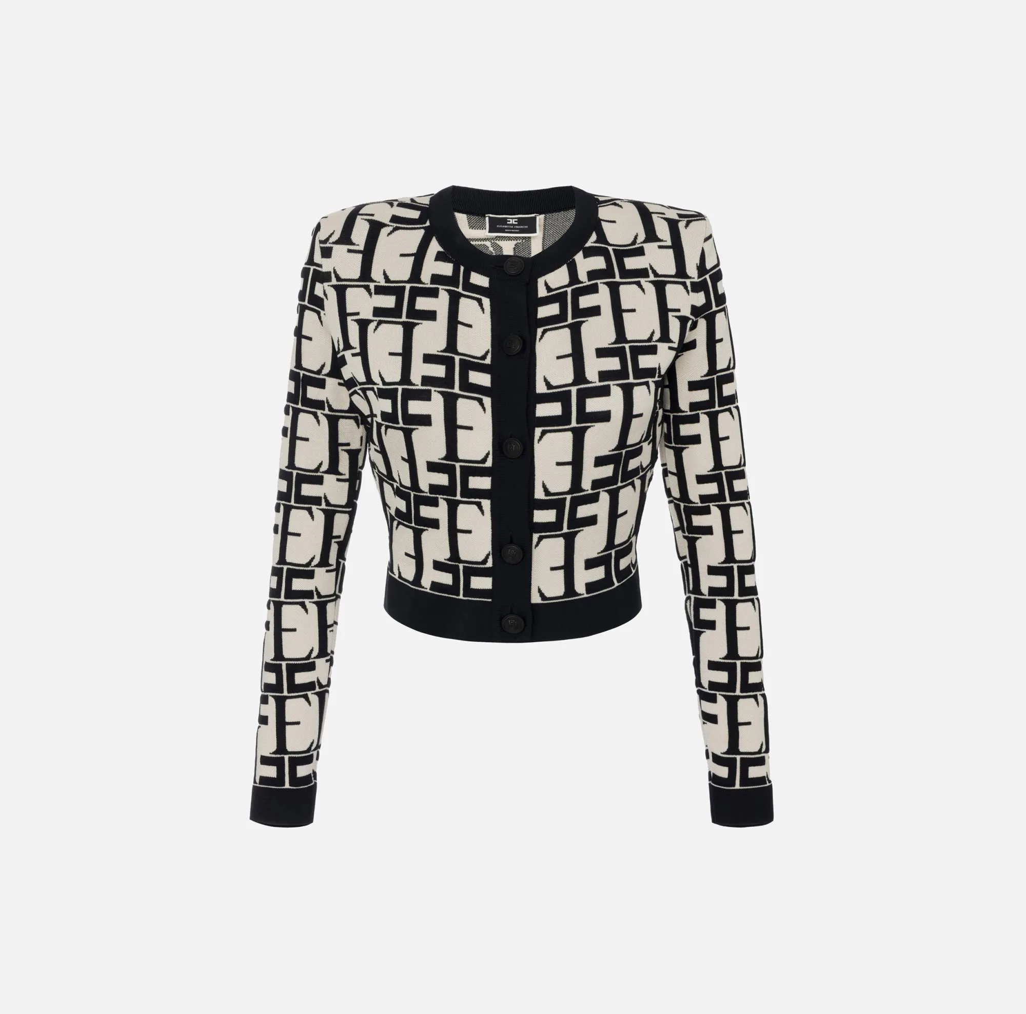 Elisabetta Franchi Cardigan Cropped In Viscosa Embossed^ Maglieria E Felpe