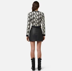 Elisabetta Franchi Cardigan Cropped In Viscosa Embossed^ Maglieria E Felpe