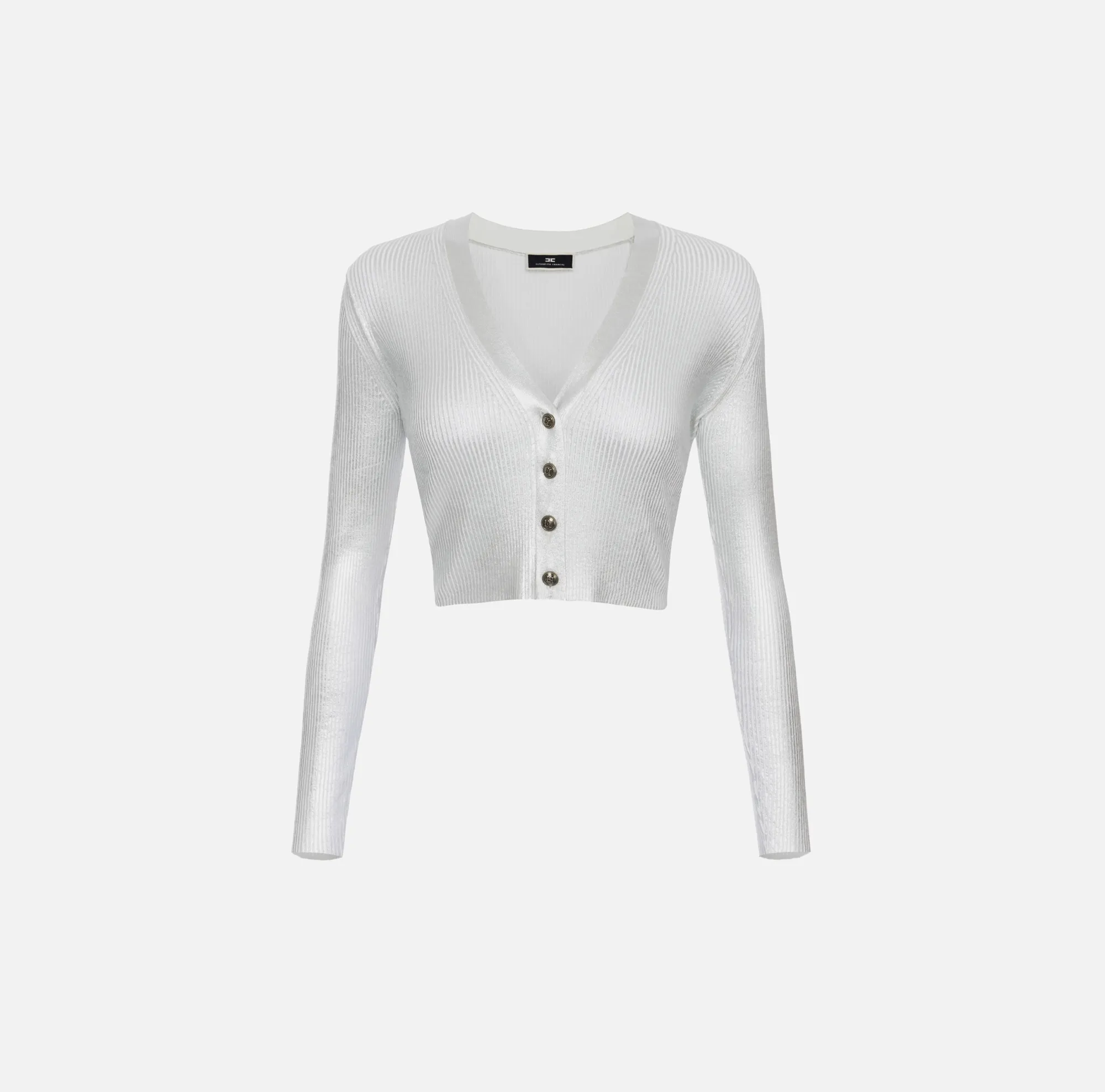 Elisabetta Franchi Cardigan Cropped In Viscosa Laminata^ Maglieria E Felpe