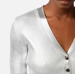 Elisabetta Franchi Cardigan Cropped In Viscosa Laminata^ Maglieria E Felpe