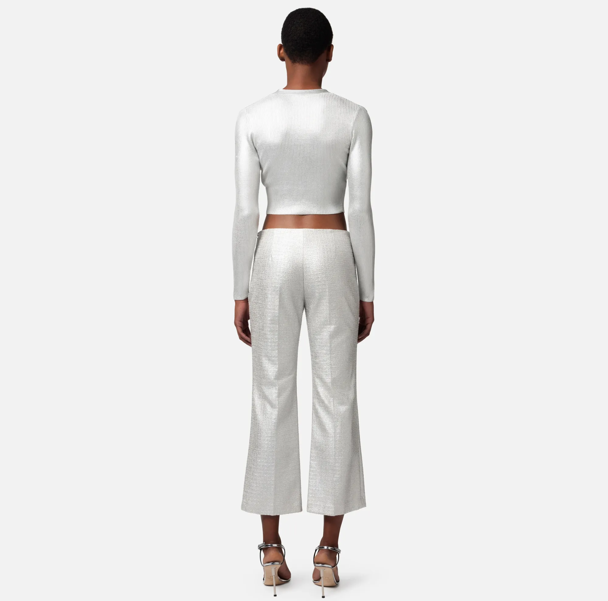 Elisabetta Franchi Cardigan Cropped In Viscosa Laminata^ Maglieria E Felpe