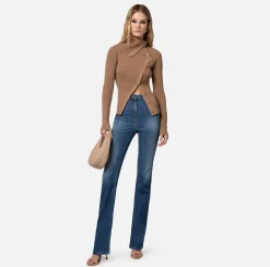 Elisabetta Franchi Cardigan In Viscosa Con Abbottonatura Asimmetrica^ Maglieria E Felpe
