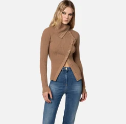 Elisabetta Franchi Cardigan In Viscosa Con Abbottonatura Asimmetrica^ Maglieria E Felpe