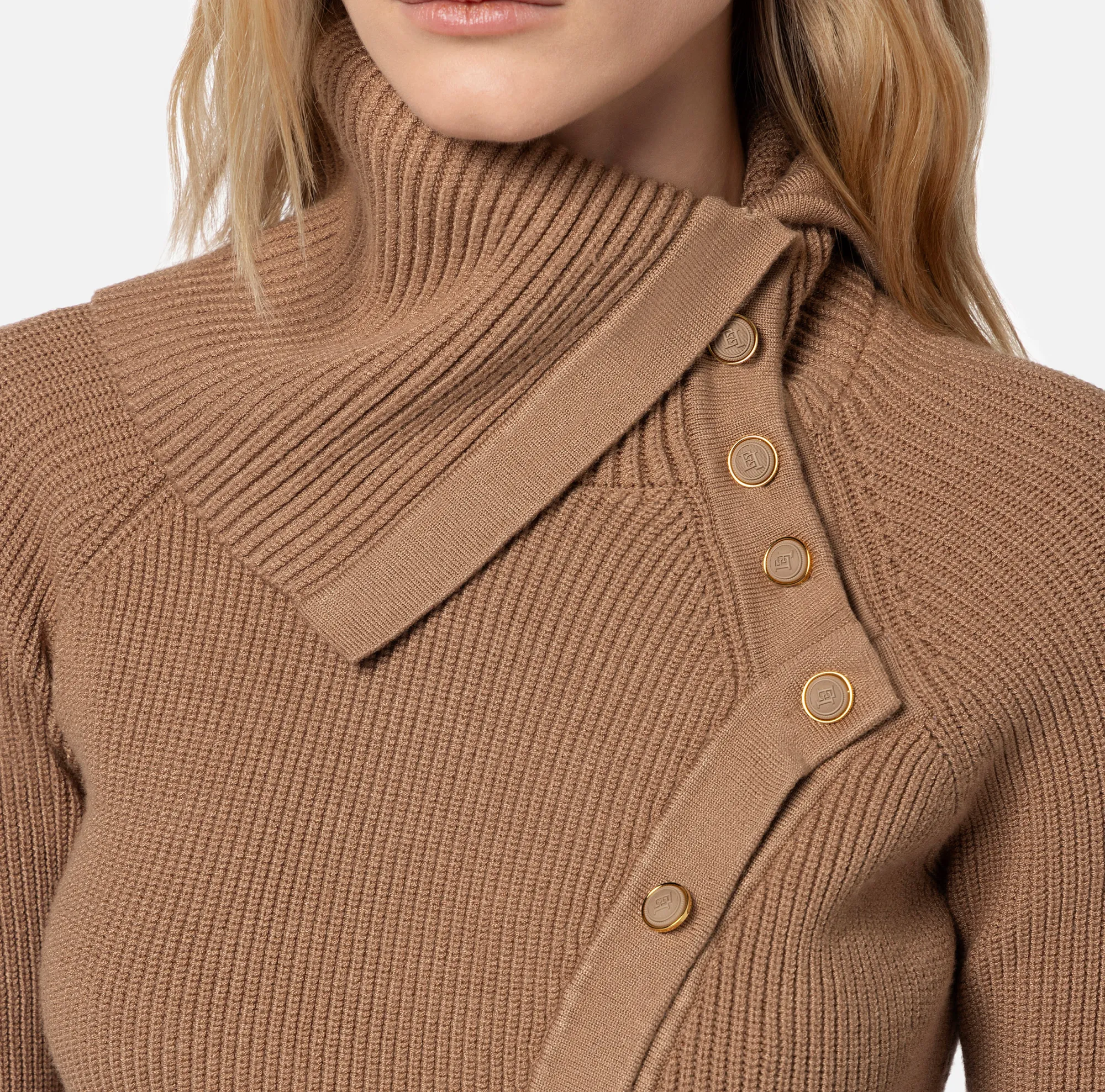 Elisabetta Franchi Cardigan In Viscosa Con Abbottonatura Asimmetrica^ Maglieria E Felpe