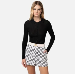 Elisabetta Franchi Cardigan In Viscosa Lucida A Coste^ Maglieria E Felpe