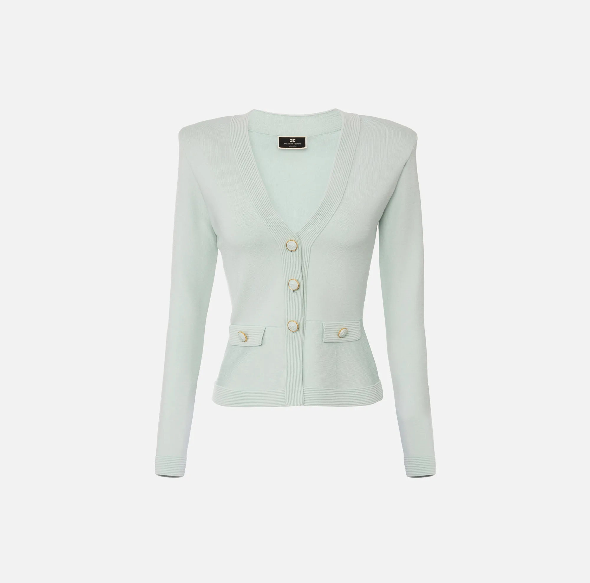 Elisabetta Franchi Cardigan In Viscosa Lucida Con Bottoni Gemello^ Maglieria E Felpe
