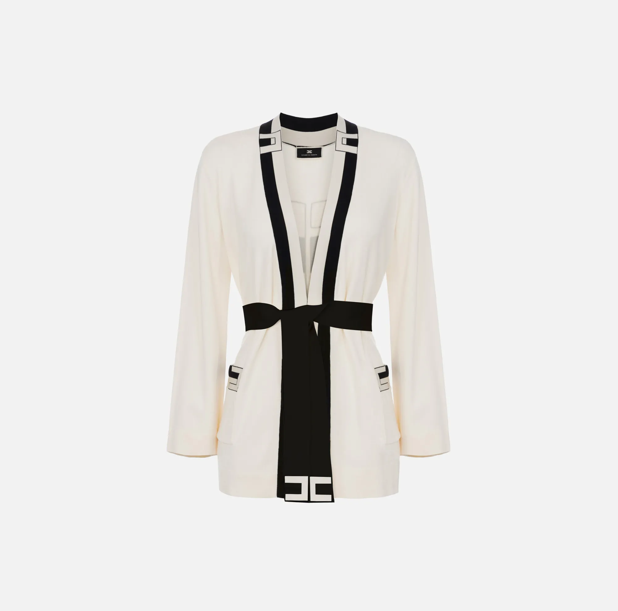 Elisabetta Franchi Cardigan Kimono In Viscosa Jacquard^ Maglieria E Felpe
