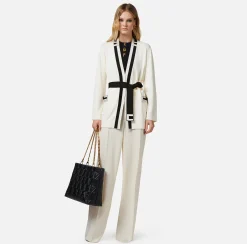 Elisabetta Franchi Cardigan Kimono In Viscosa Jacquard^ Maglieria E Felpe