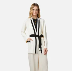Elisabetta Franchi Cardigan Kimono In Viscosa Jacquard^ Maglieria E Felpe