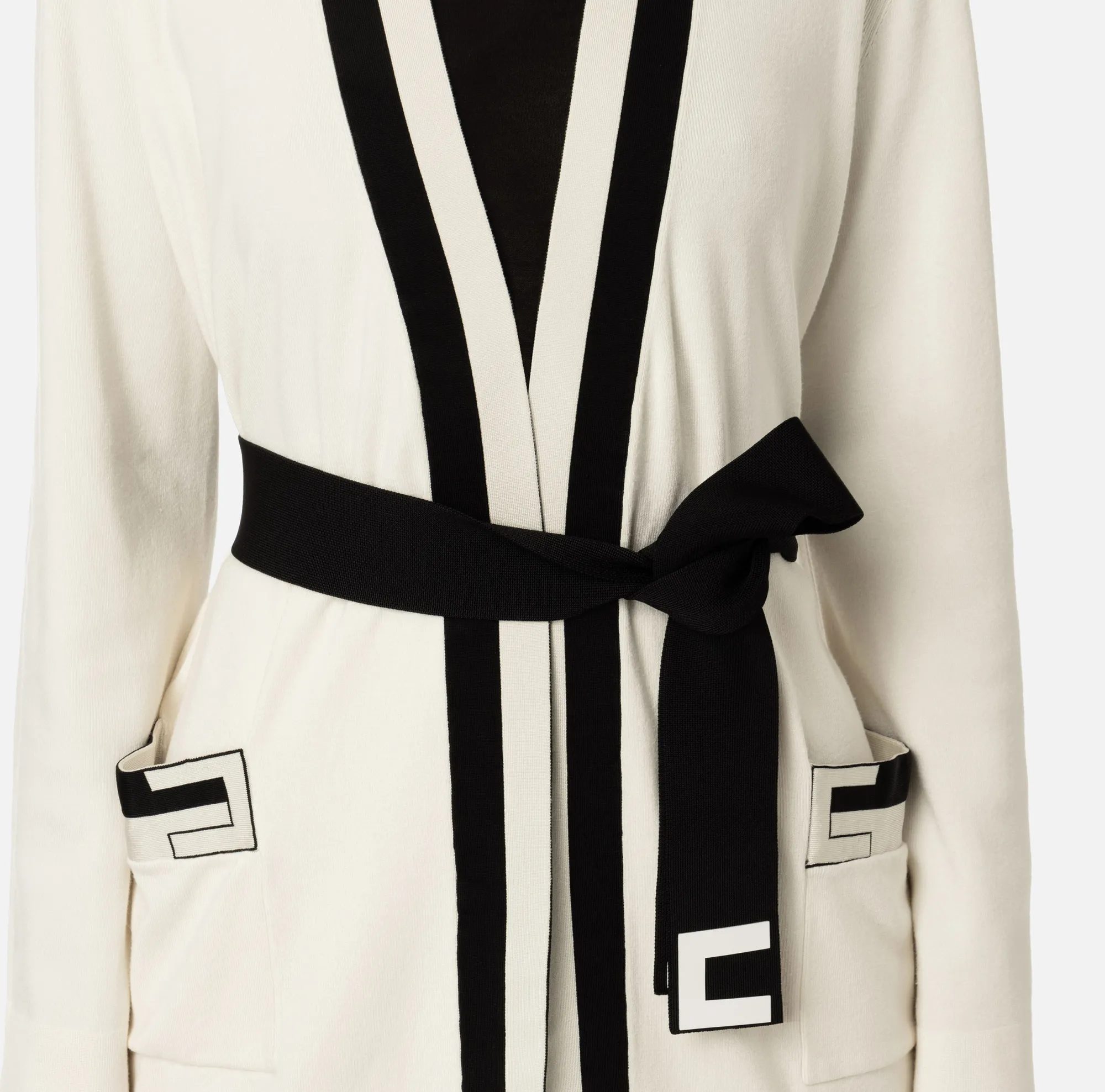 Elisabetta Franchi Cardigan Kimono In Viscosa Jacquard^ Maglieria E Felpe