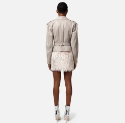 Elisabetta Franchi Chiodo In Pelle Con Cintura^ Giacche & Trench