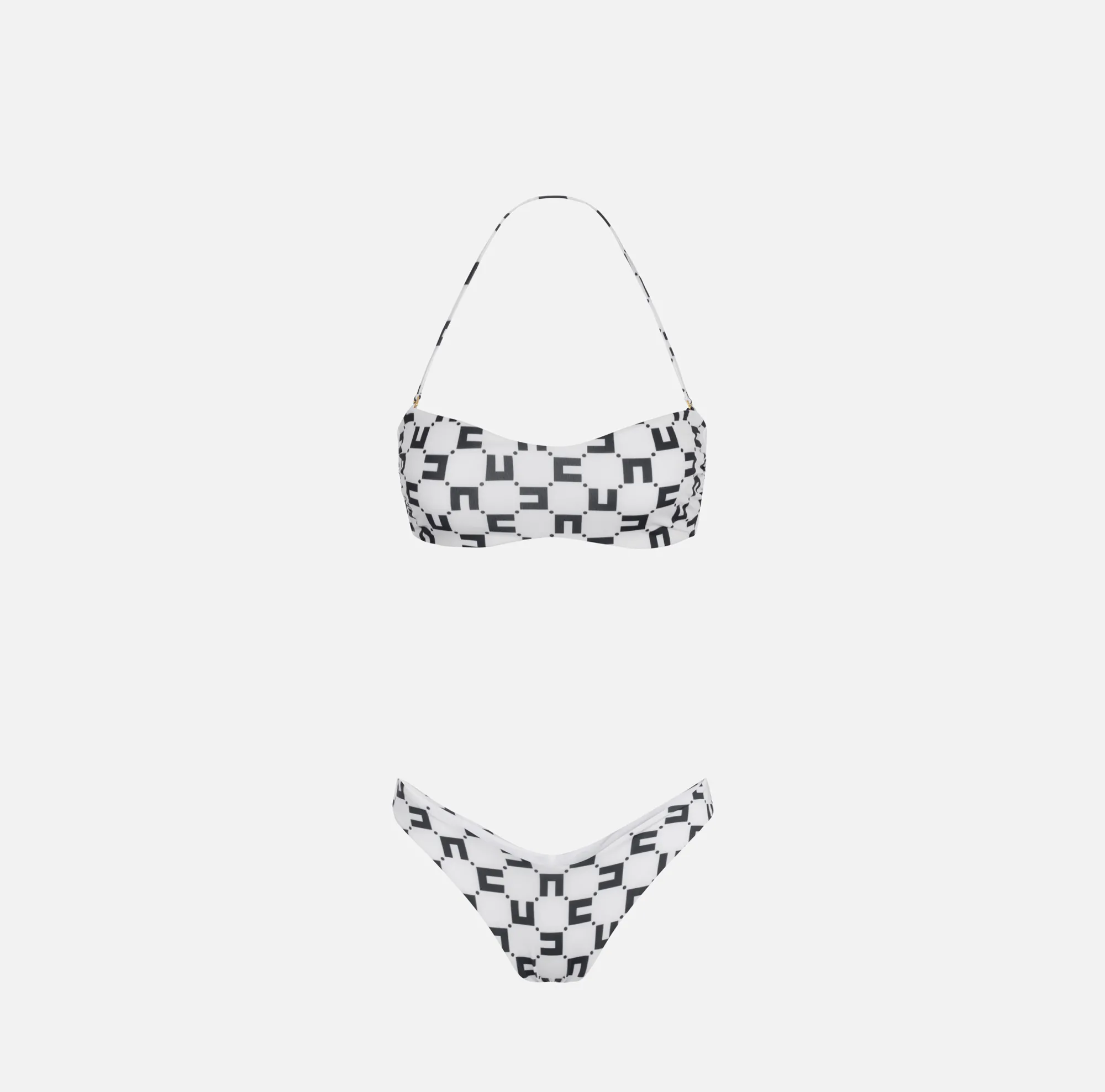 Elisabetta Franchi Costume A Due Pezzi In Lycra Stampa Logo Doppia C^ Beachwear