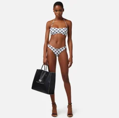 Elisabetta Franchi Costume A Due Pezzi In Lycra Stampa Logo Doppia C^ Beachwear