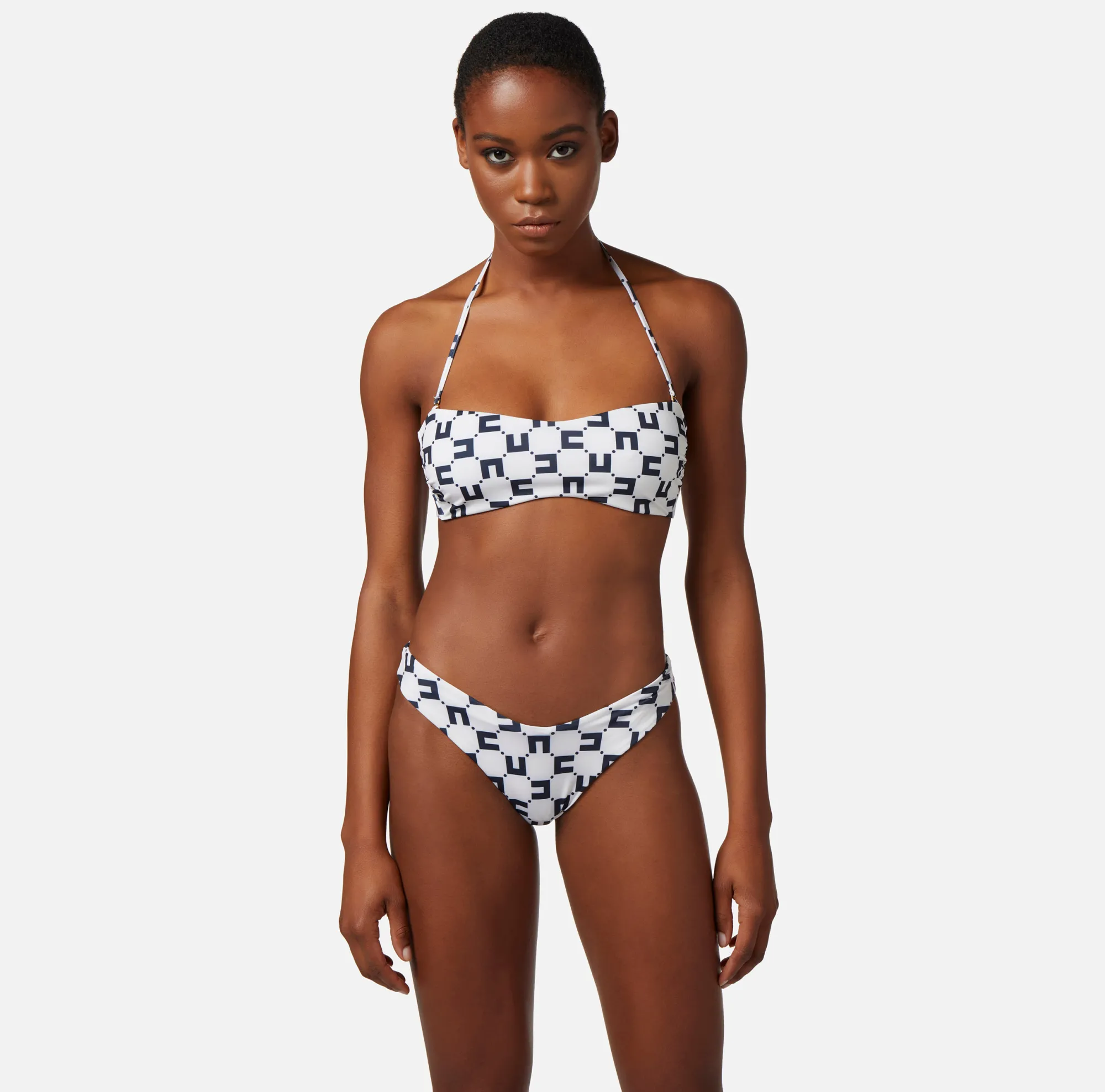 Elisabetta Franchi Costume A Due Pezzi In Lycra Stampa Logo Doppia C^ Beachwear