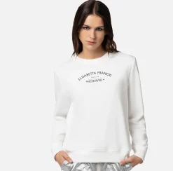 Elisabetta Franchi Felpa Girocollo In Cotone Con Stampa Logo^ Maglieria E Felpe