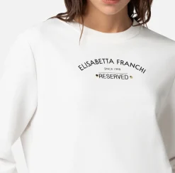 Elisabetta Franchi Felpa Girocollo In Cotone Con Stampa Logo^ Maglieria E Felpe