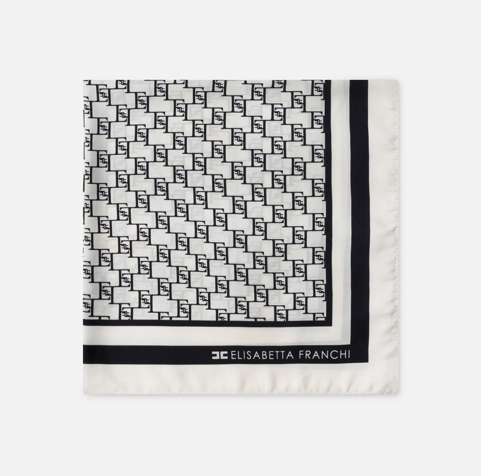 Elisabetta Franchi Foulard Medio In Twill Di Seta Stampa Logo^ Mostra Tutti