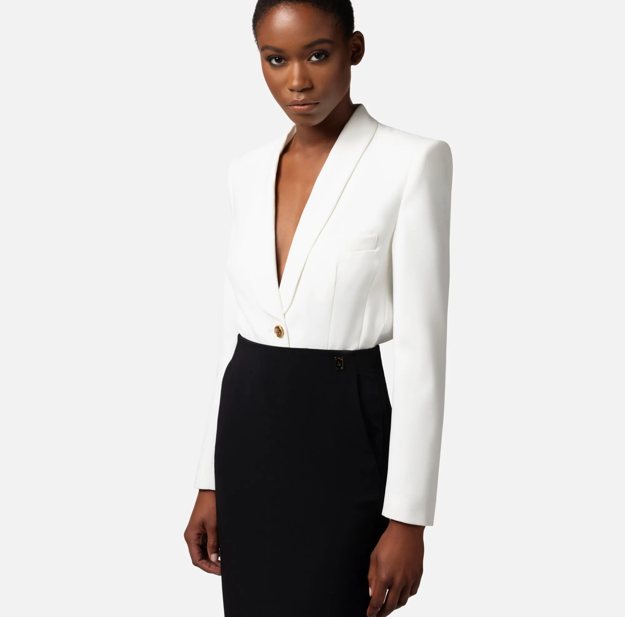 Elisabetta Franchi Giacca A Body In Crepe Con Rever Sciallato^ Top, T-Shirt & Body